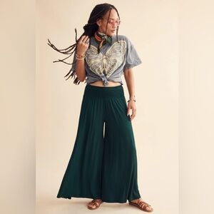 Earthbound Dark Green June Bug Barcelona Flowy Pants